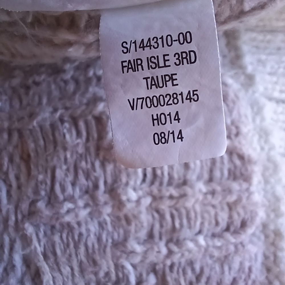OLD NAVY Cotton Cardigan Fair Isle Sweater Long Open Shawl Collar Taupe Size S - Picture 11 of 12